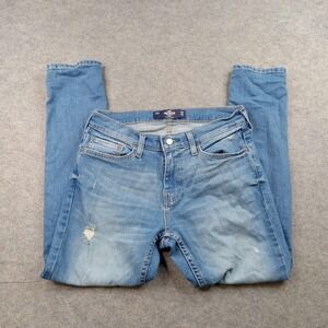 Hollister Jeans Mens 28x28 Light Wash Blue Skinny Stretch Epic Flex Distressed